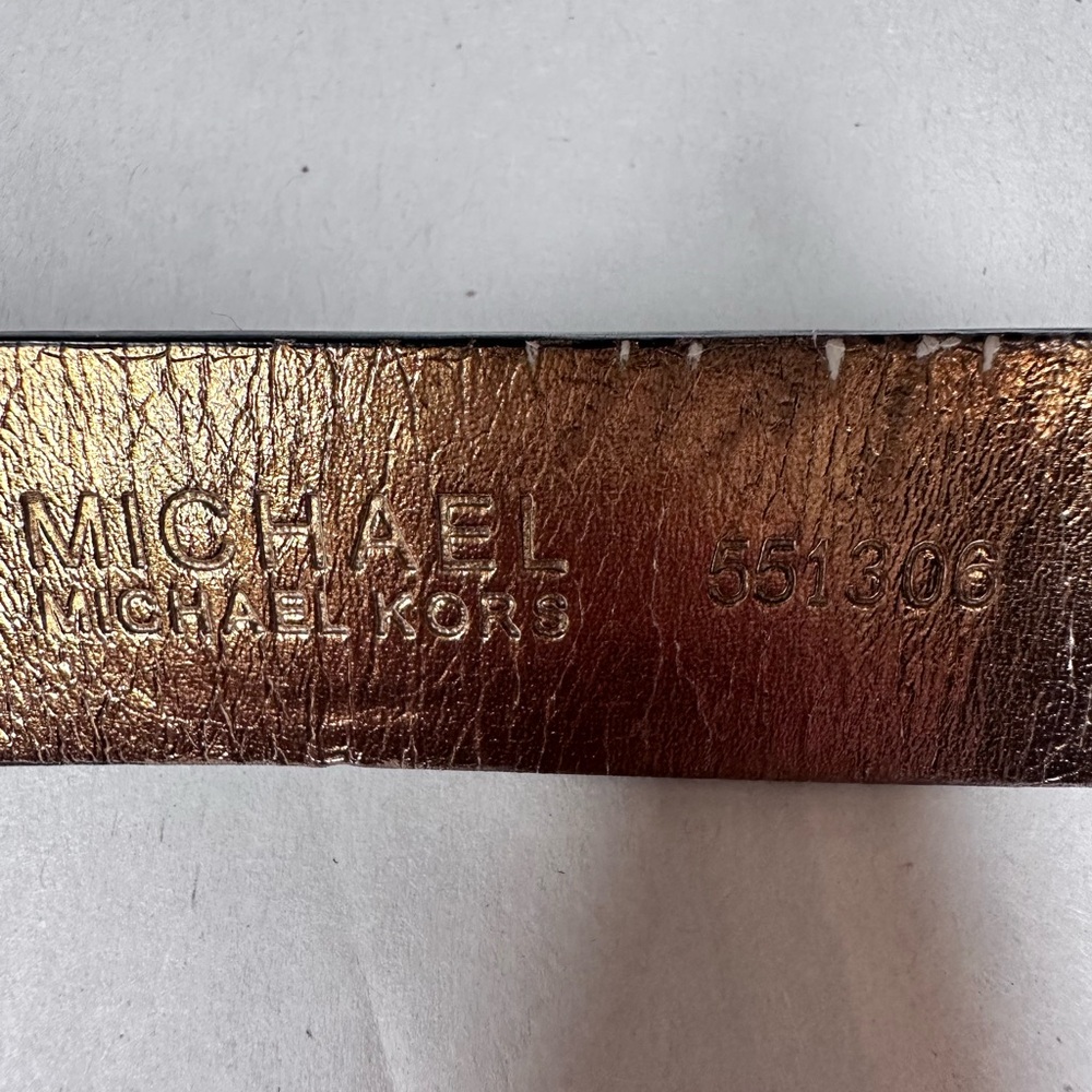 MICHAEL Michael Kors Black & Gold Buckle & metallic gold inner Leather Belt - Picture 6 of 7